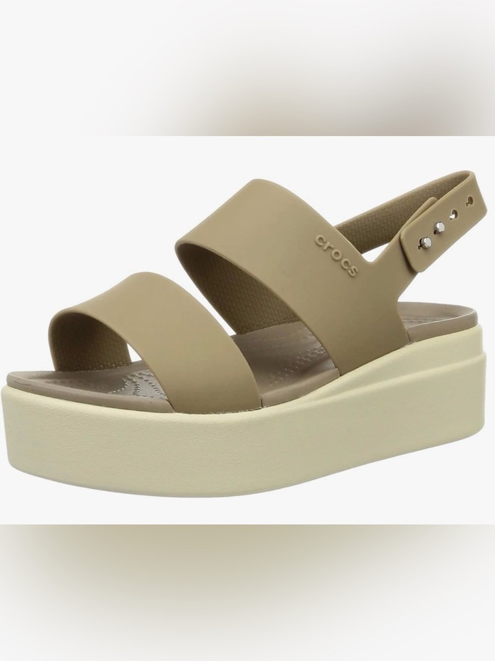 CROCS Women’s Taupe Dual-Strap Platform Slingback Sandal - Picture 1 of 1